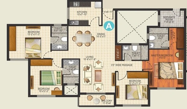 The Prestige City Hyderabad 4 BHK Floor Plan