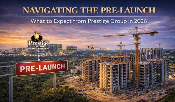 Prestige Group 2026 pre-launch residential development in Hyderabad featuring modern high-rise apartments, landscaped open spaces, lifestyle amenities, and strong investment growth potential