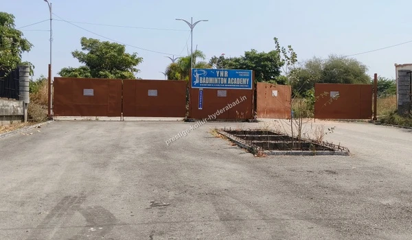The closed gates of the neighboring sports academy located in the vicinity of the Prestige Kollur Hyderabad project site, highlighting the local amenities near the Nehru Outer Ring Road as seen on March 03 , 2026.