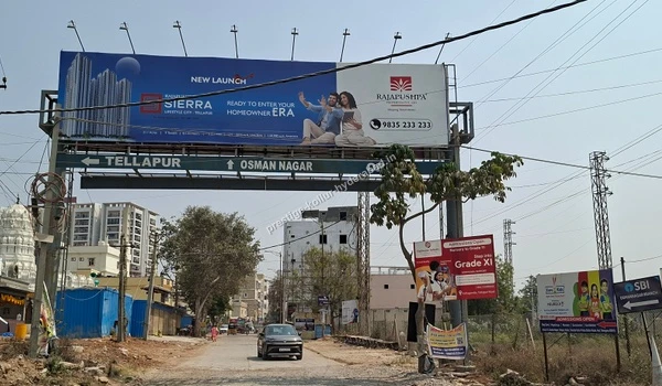 Clear overhead road directions for Tellapur and Osman Nagar ensuring easy navigation for residents of Prestige Kollur in Hyderabad